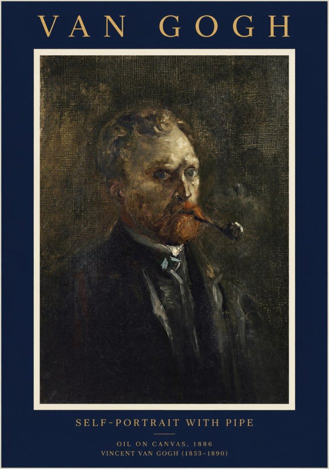 Van Gogh Self-portrait with Pipe No1 - Plakát