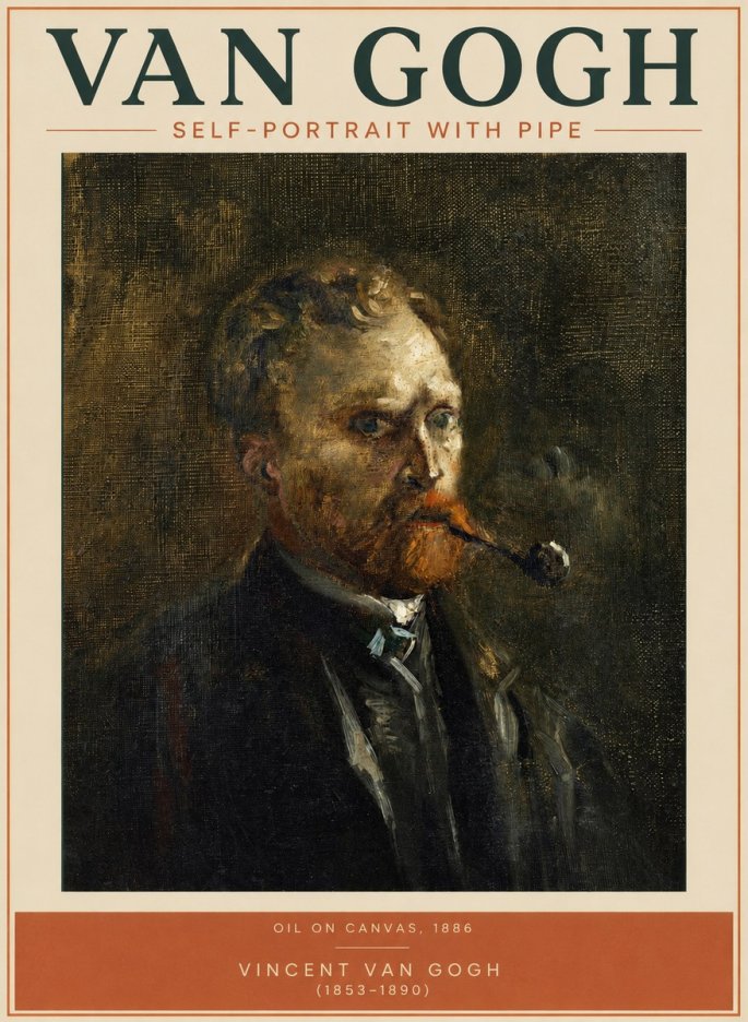 Van Gogh Self-portrait with Pipe No2 - Plakát