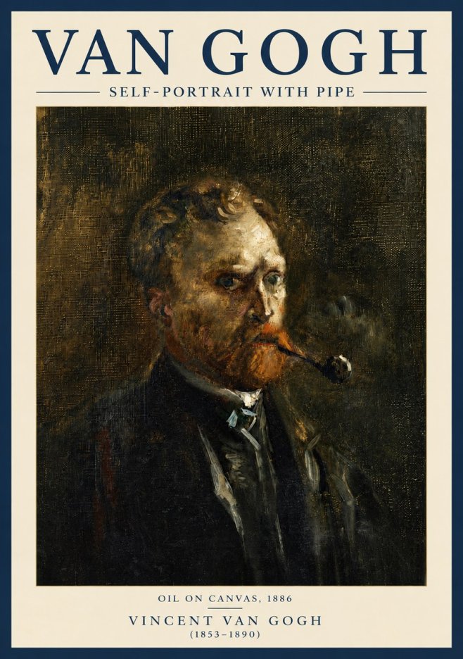 Van Gogh Self-portrait with Pipe No6 - Plakát