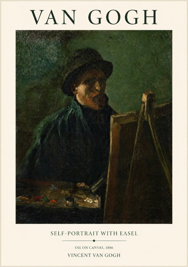 Van Gogh Self-portrait with Easel II No1 - Plakát