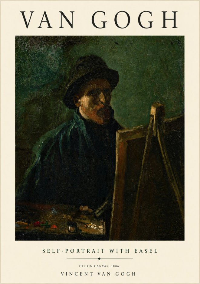 Van Gogh Self-portrait with Easel II No3 - Plakát