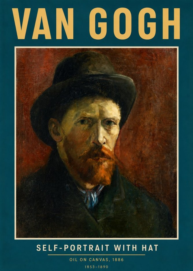 Van Gogh Self-portrait with Hat No3 - Plakát