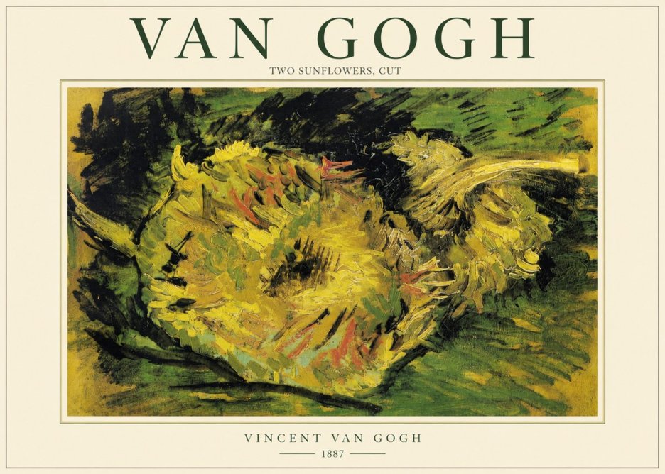 Van Gogh Two Sunflowers, Cut No2 - Plakát