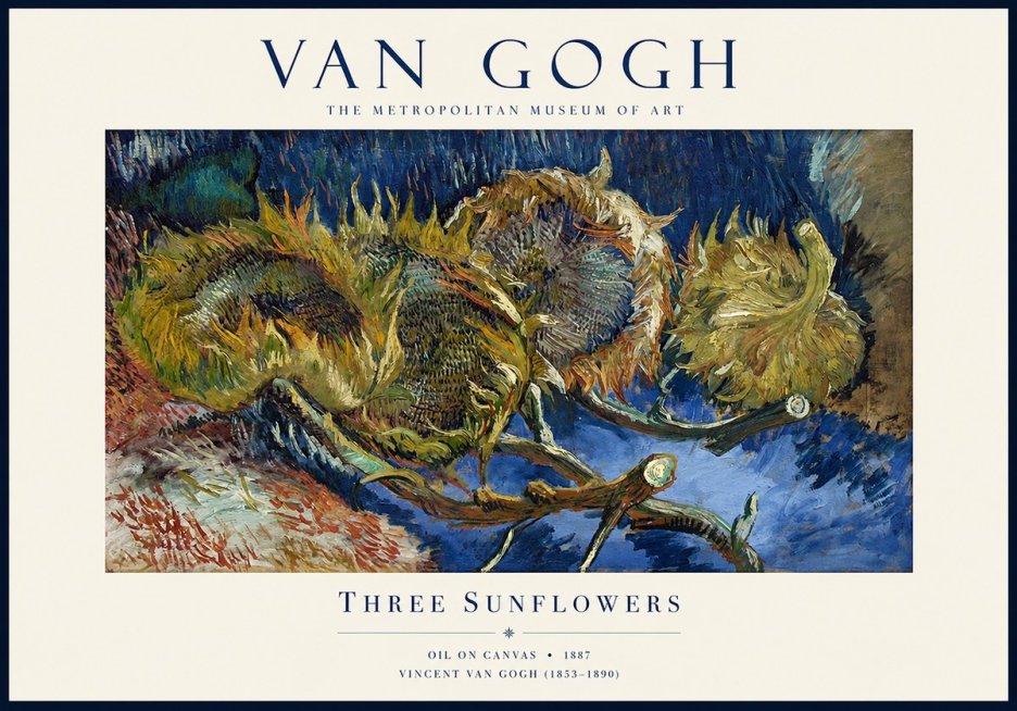 Van Gogh Three Sunflowers No1 - Plakát