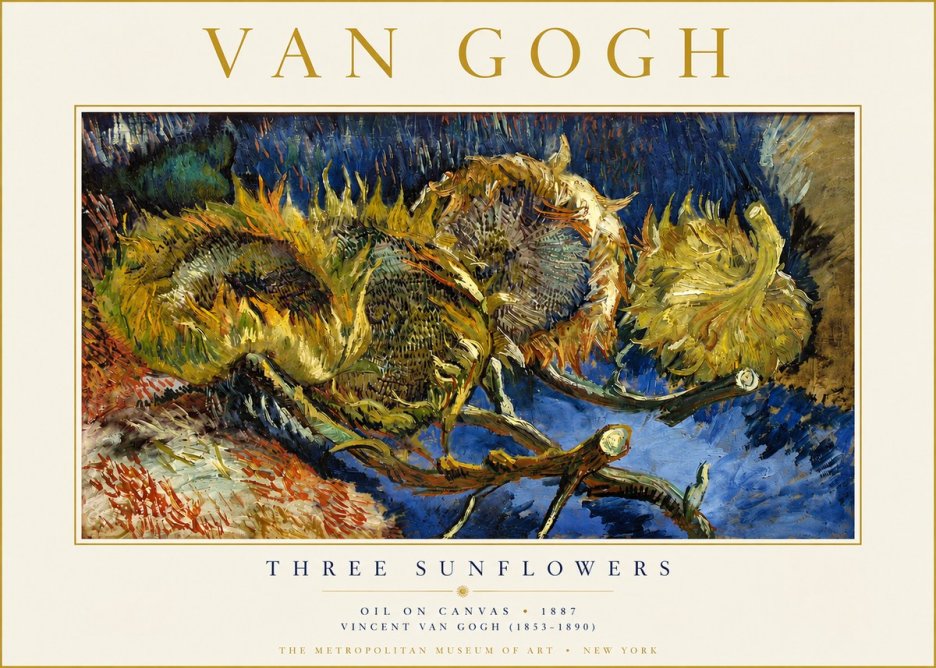 Van Gogh Three Sunflowers No3 - Plakát