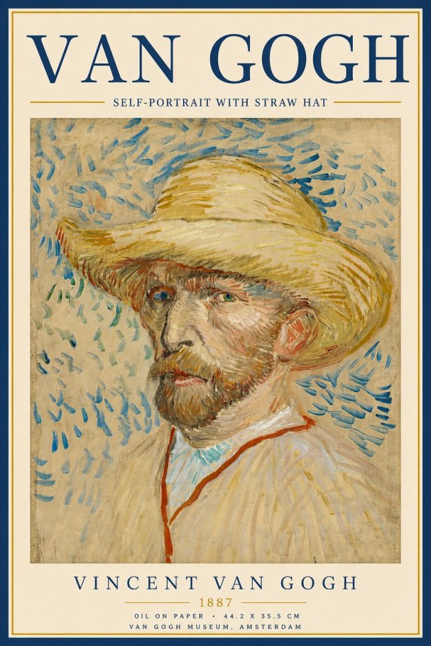 Van Gogh Self-portrait with Straw Hat II No5 - Plakát