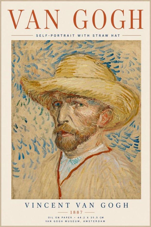 Van Gogh Self-portrait with Straw Hat II No6 - Plakát