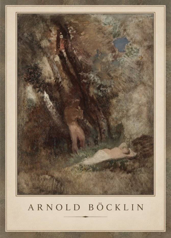 Arnold Böcklin Pan Frightening a Nymph No1 - Plakát