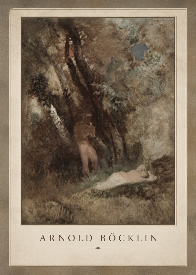 Arnold Böcklin Pan Frightening a Nymph No2 - Plakát