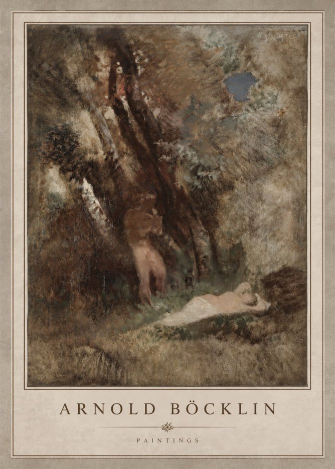 Arnold Böcklin Pan Frightening a Nymph No3 - Plakát
