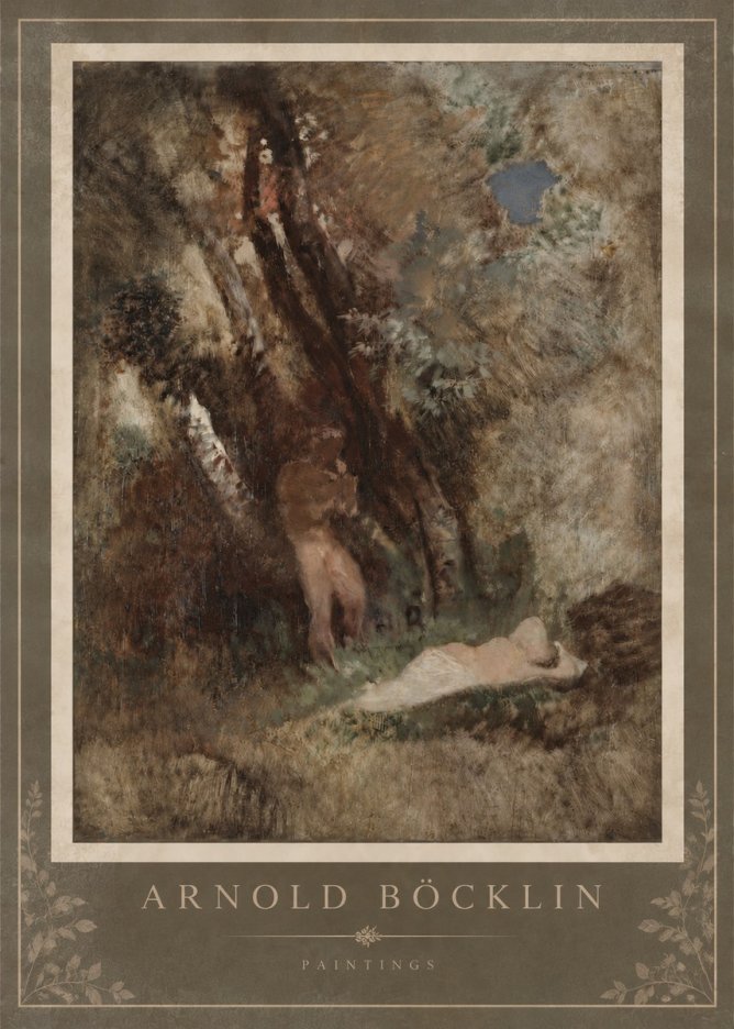 Arnold Böcklin Pan Frightening a Nymph No4 - Plakát
