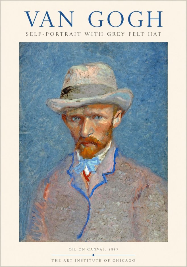 Van Gogh Self-portrait with Grey Felt Hat II No1 - Plakát