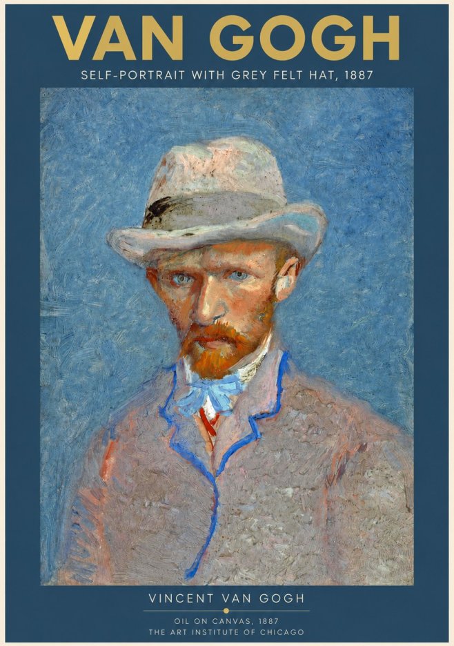 Van Gogh Self-portrait with Grey Felt Hat II No2 - Plakát