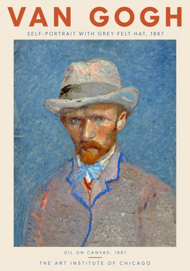 Van Gogh Self-portrait with Grey Felt Hat II No3 - Plakát