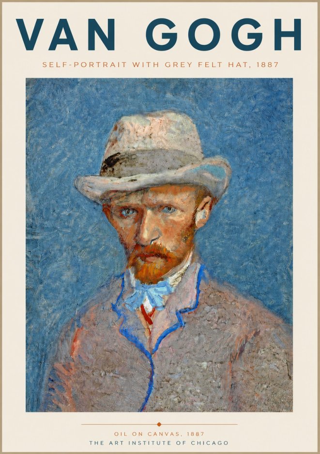 Van Gogh Self-portrait with Grey Felt Hat II No6 - Plakát