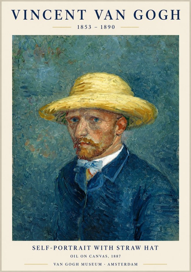 Van Gogh Self-portrait with Straw Hat III No1 - Plakát
