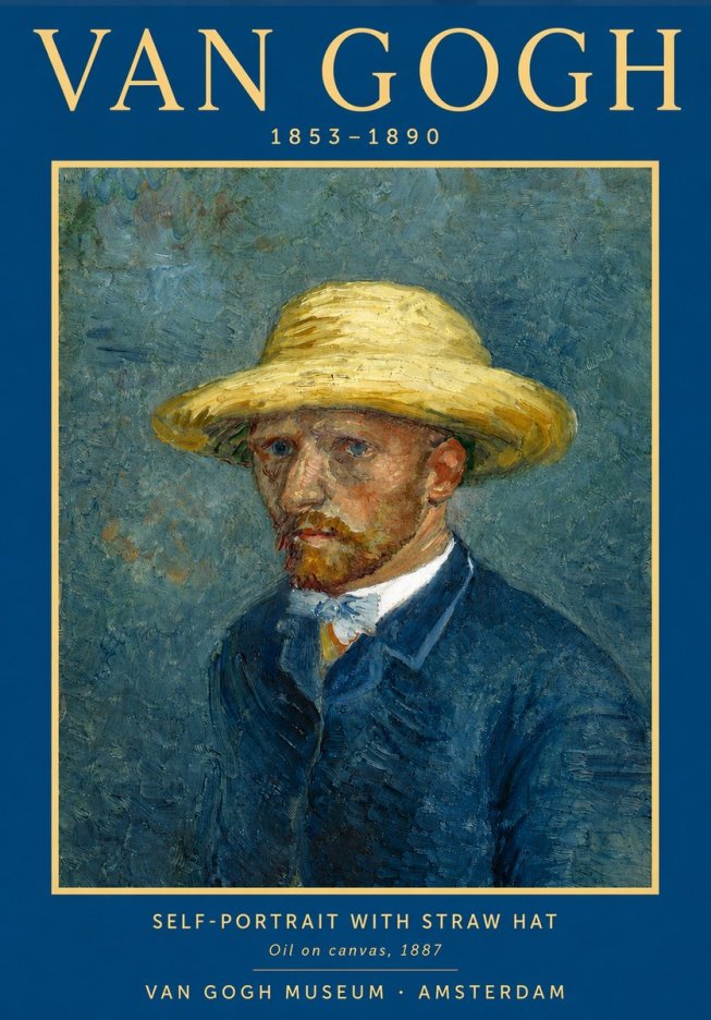 Van Gogh Self-portrait with Straw Hat III No3 - Plakát