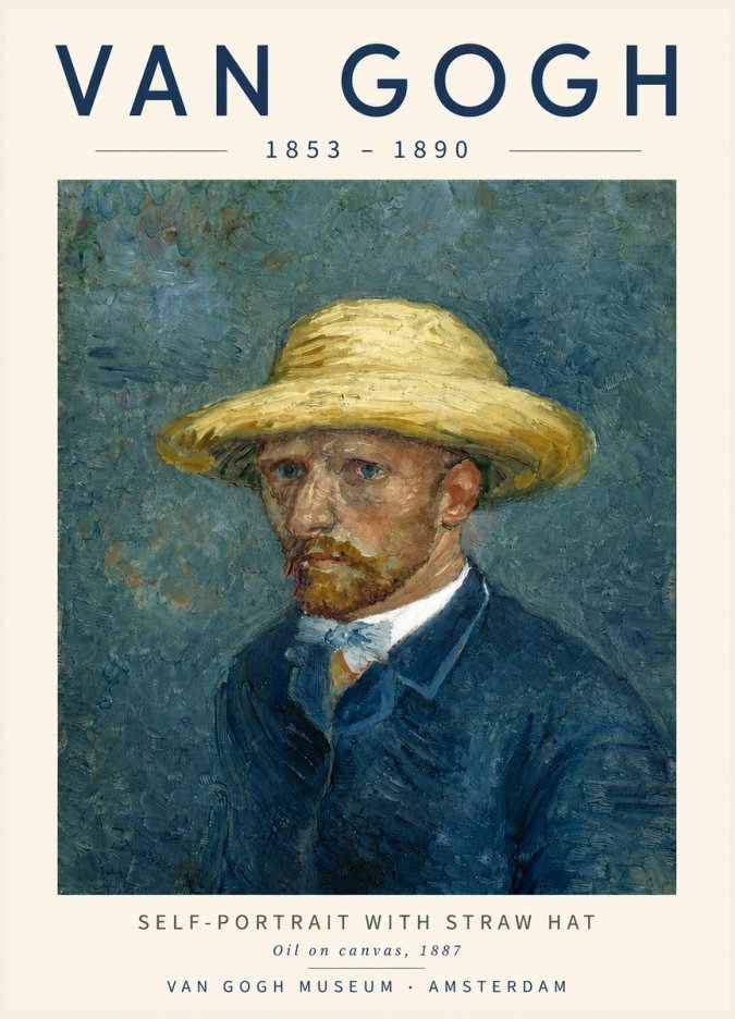 Van Gogh Self-portrait with Straw Hat III No4 - Plakát
