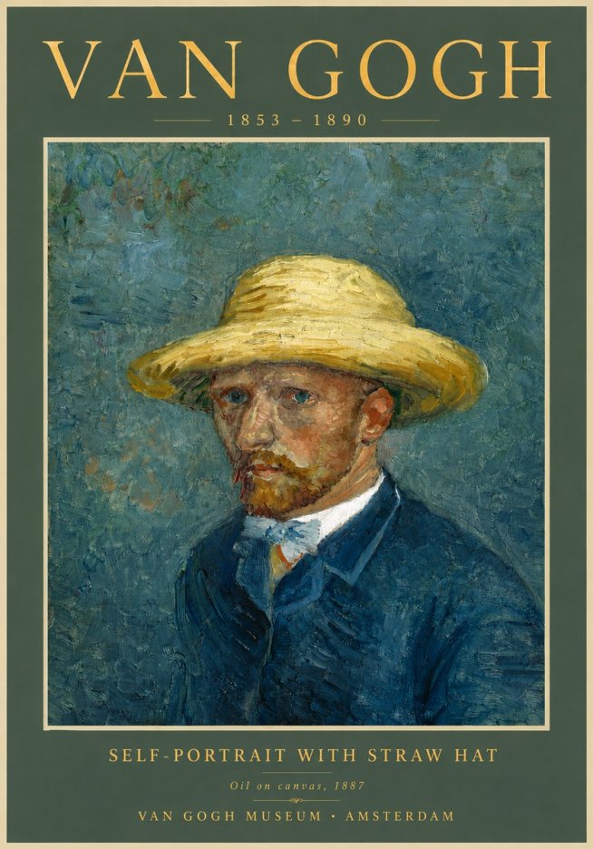 Van Gogh Self-portrait with Straw Hat III No5 - Plakát