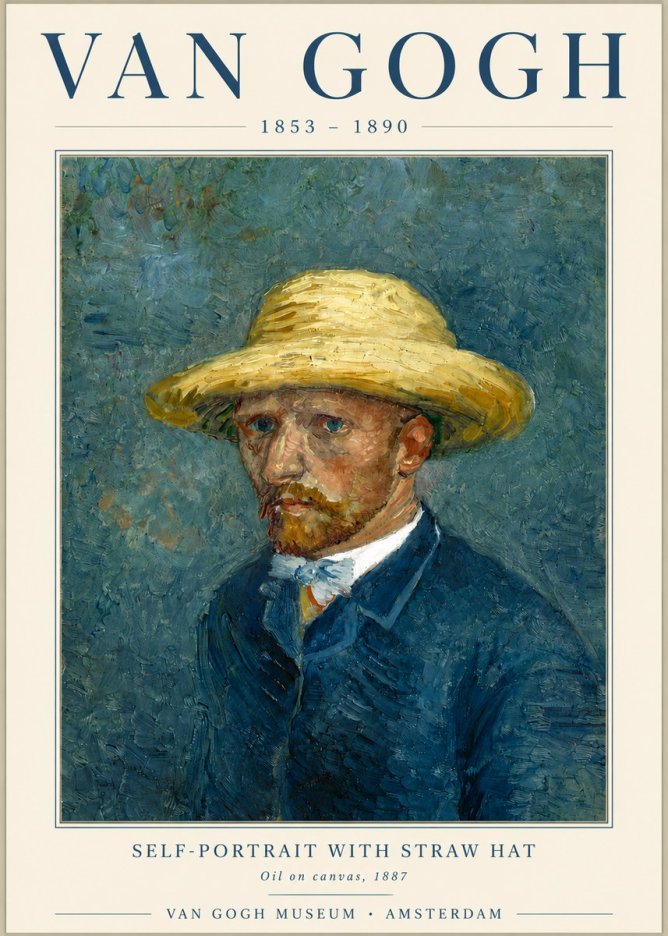 Van Gogh Self-portrait with Straw Hat III No6 - Plakát