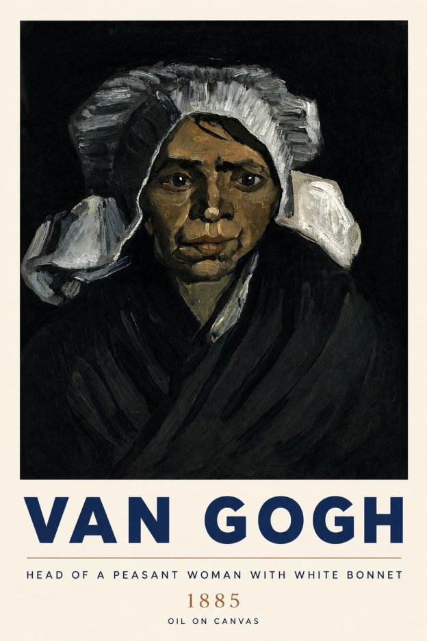 Van Gogh Head of a Peasant Woman with White Bonnet No3 - Plakát