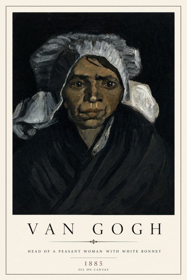 Van Gogh Head of a Peasant Woman with White Bonnet No4 - Plakát