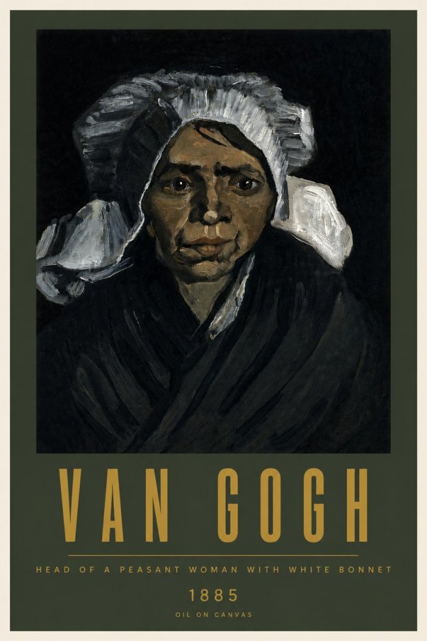 Van Gogh Head of a Peasant Woman with White Bonnet No5 - Plakát