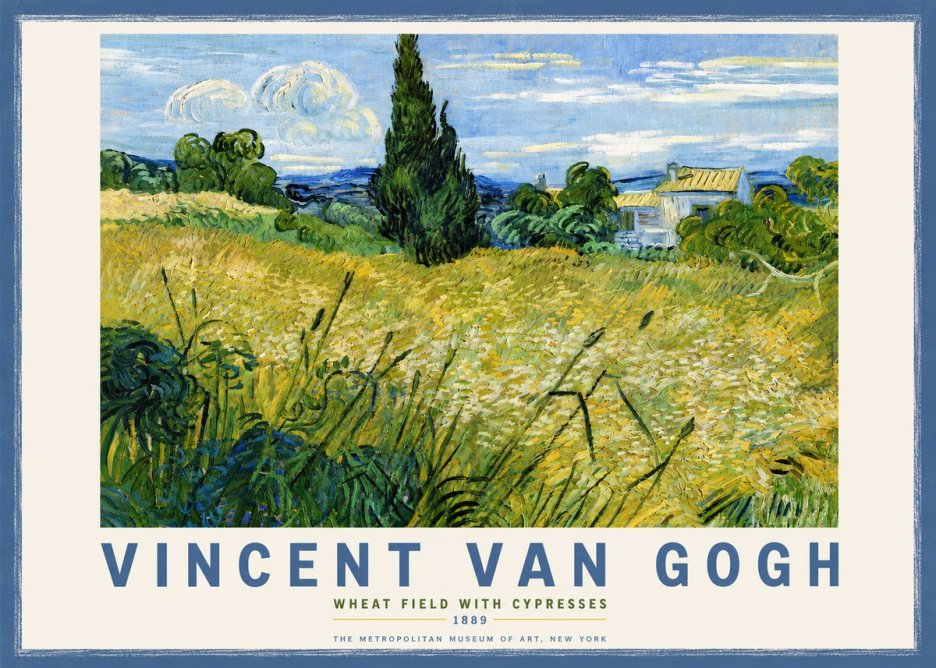 Van Gogh Wheat Field with Cypresses No3 - Plakát