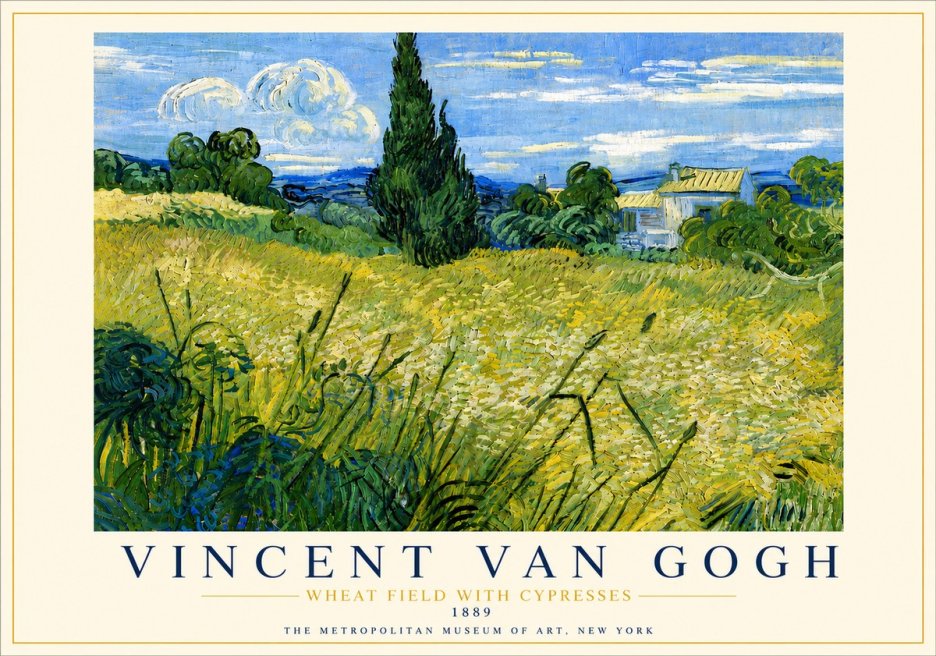 Van Gogh Wheat Field with Cypresses No5 - Plakát