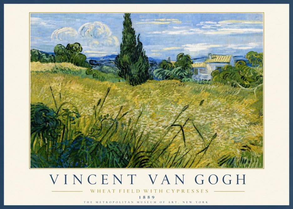 Van Gogh Wheat Field with Cypresses No6 - Plakát