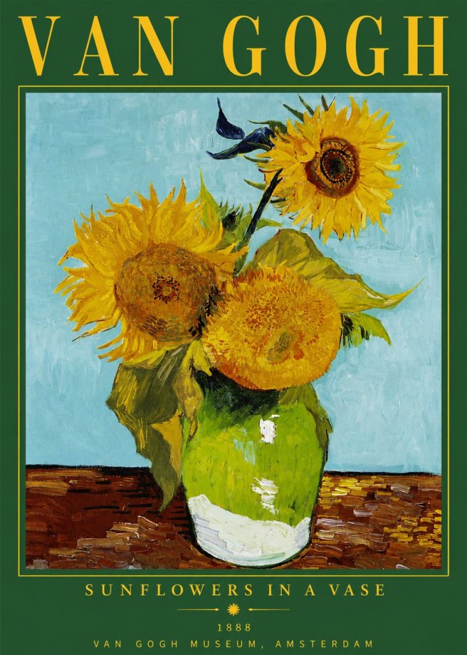 Van Gogh Sunflowers in a Vase No4 - Plakát