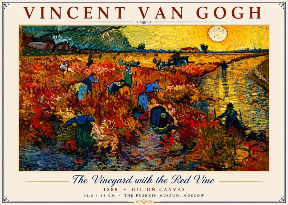 Van Gogh The Vineyard with the Red Vine No6 - Plakát
