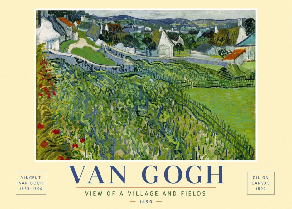 Van Gogh View of a Village and Fields No6 - Plakát