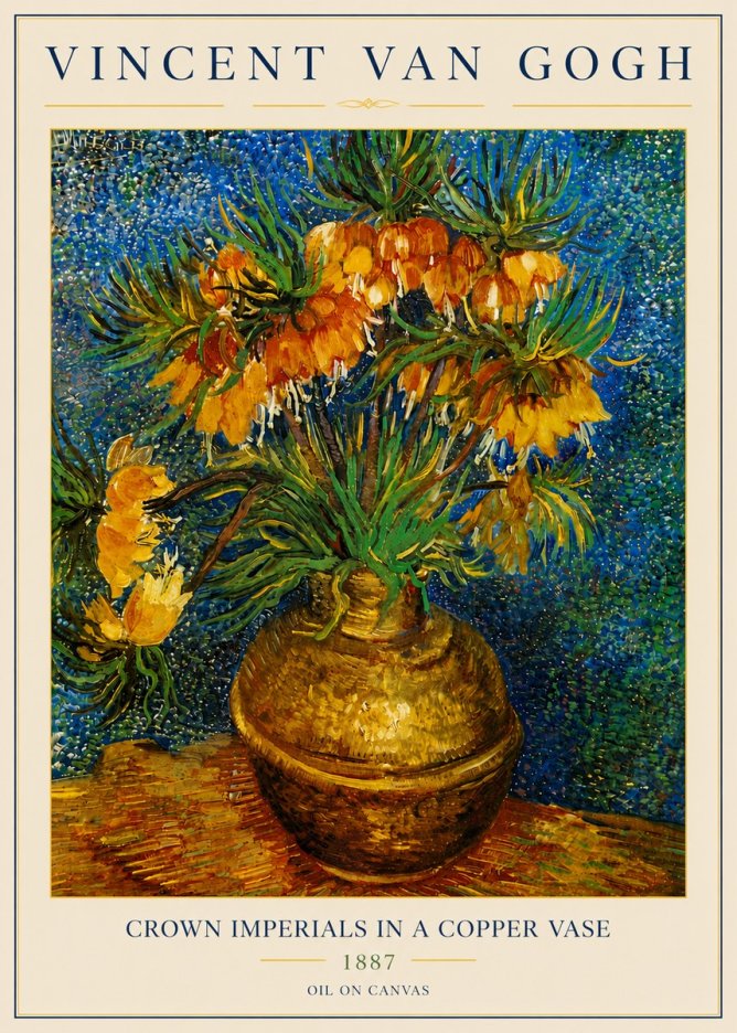 Van Gogh Crown Imperials in a Copper Vase No6 - Plakát