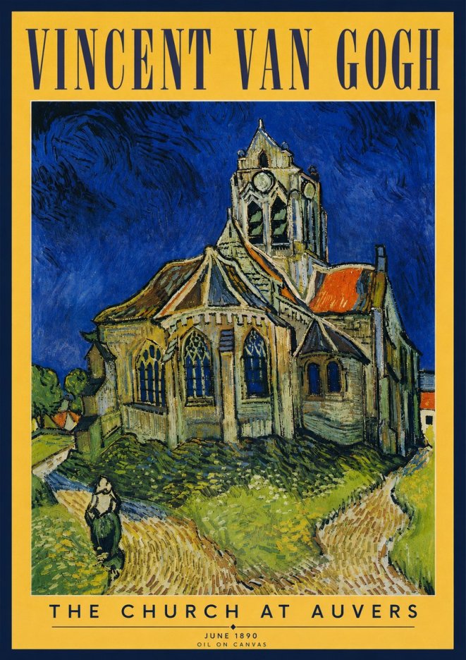 Van Gogh The Church at Auvers II No3 - Plakát
