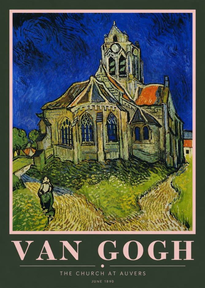 Van Gogh The Church at Auvers II No5 - Plakát