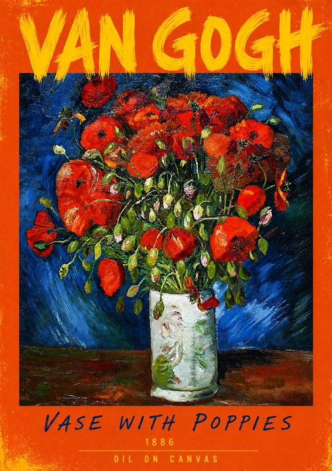 Van Gogh Vase with Poppies No3 - Plakát