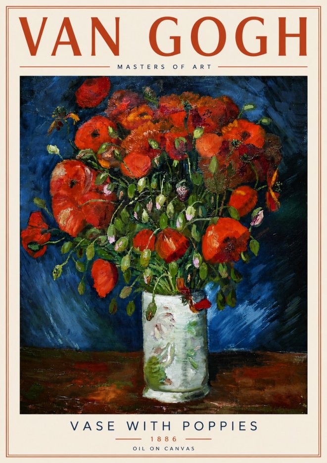 Van Gogh Vase with Poppies No6 - Plakát