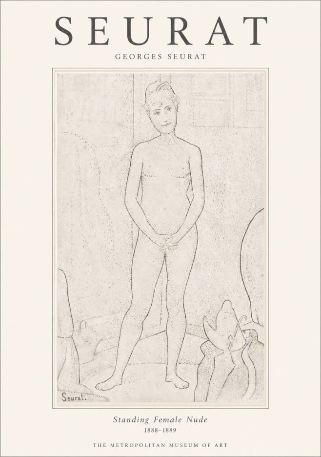 Seurat Standing Female Nude No1 - Plakát