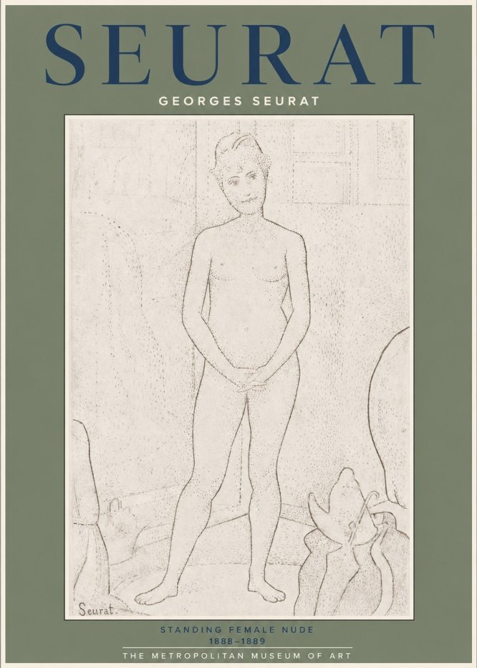 Seurat Standing Female Nude No2 - Plakát
