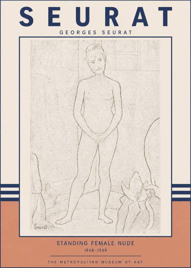 Seurat Standing Female Nude No3 - Plakát