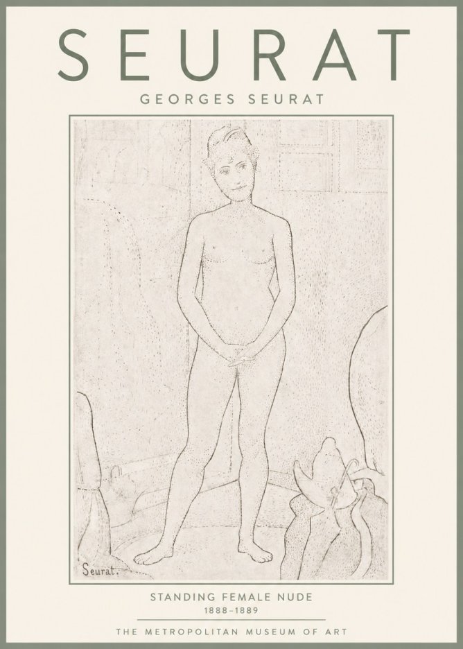 Seurat Standing Female Nude No4 - Plakát