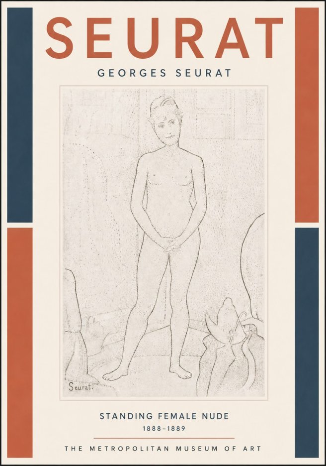 Seurat Standing Female Nude No5 - Plakát