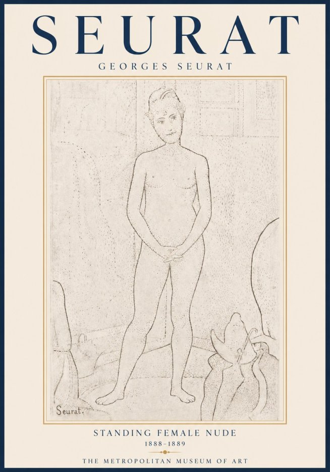 Seurat Standing Female Nude No6 - Plakát