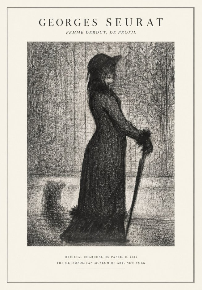 Seurat Femme Debout, De Profil No1 - Plakát