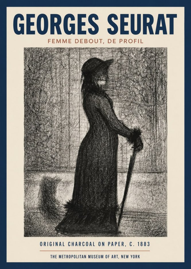 Seurat Femme Debout, De Profil No2 - Plakát