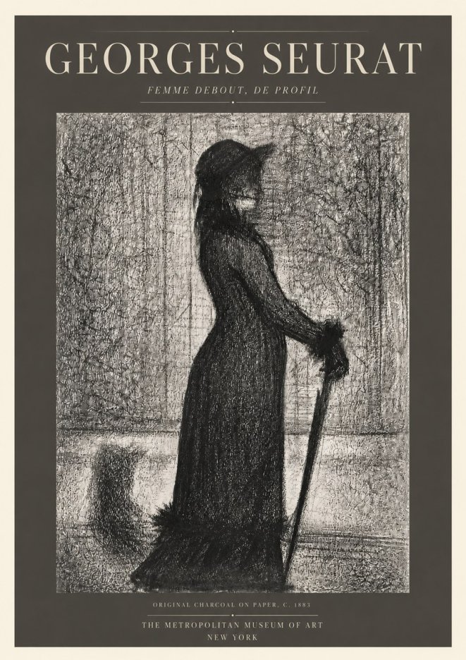 Seurat Femme Debout, De Profil No3 - Plakát