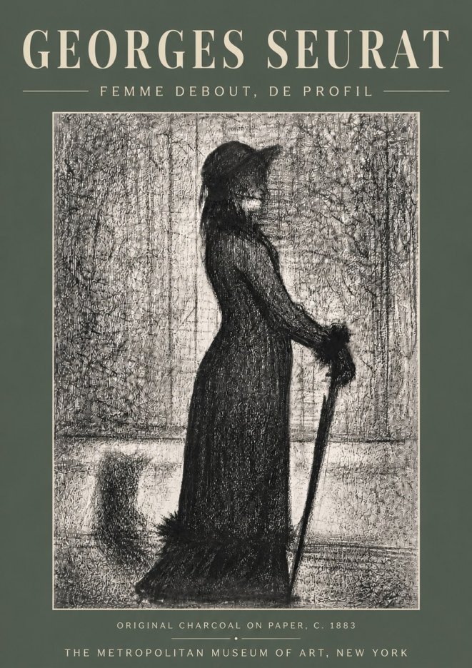 Seurat Femme Debout, De Profil No5 - Plakát