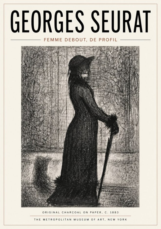 Seurat Femme Debout, De Profil No6 - Plakát