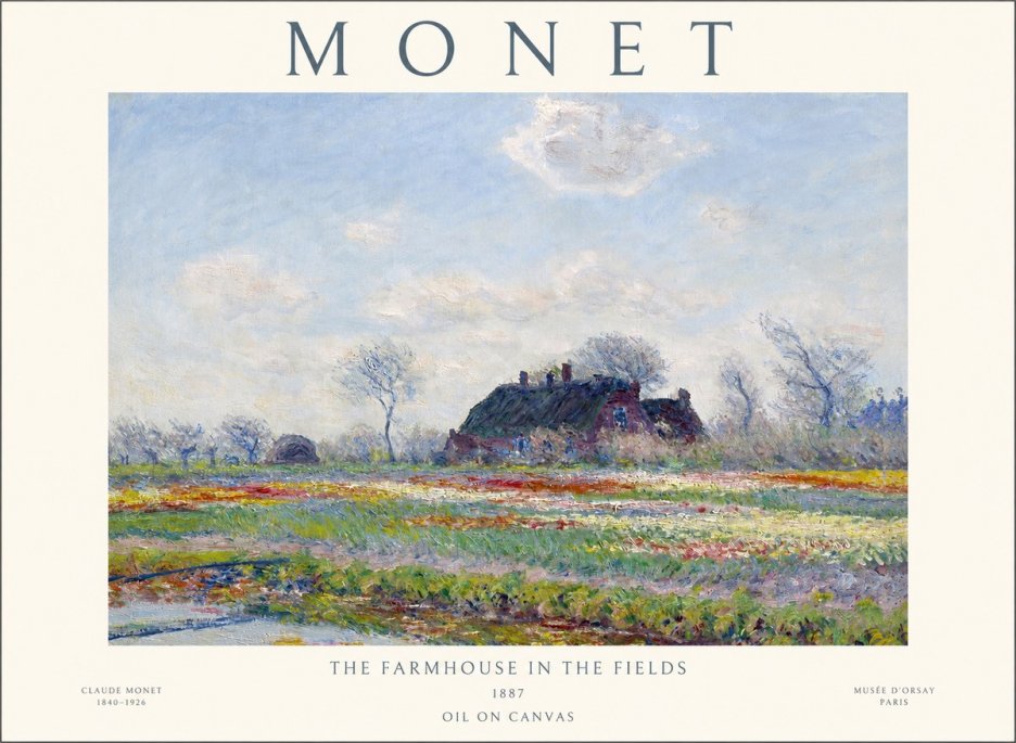 Monet The Farmhouse in the Fields No1 - Plakát